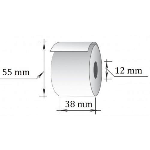 Vienasluoksnė kasos juosta, 38x30m/12mm (maks.diam.55mm)